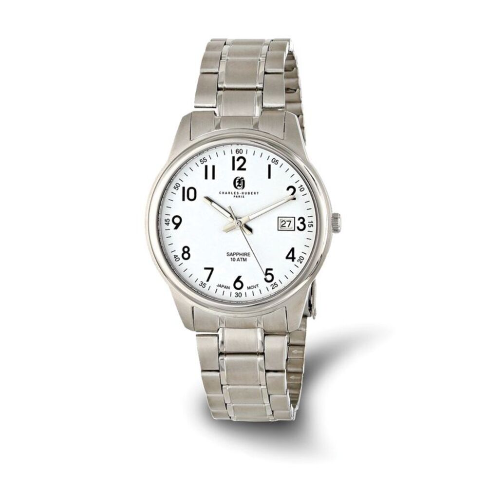 Charles Hubert Mens Titanium 40mm White Dial Watch